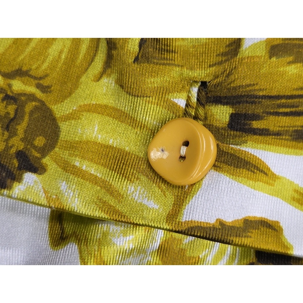 Vtg 60s 70s Hand Made Double Knit Shiny Floral Pussybow Blouse Top Mod Size S? - Picture 10 of 13